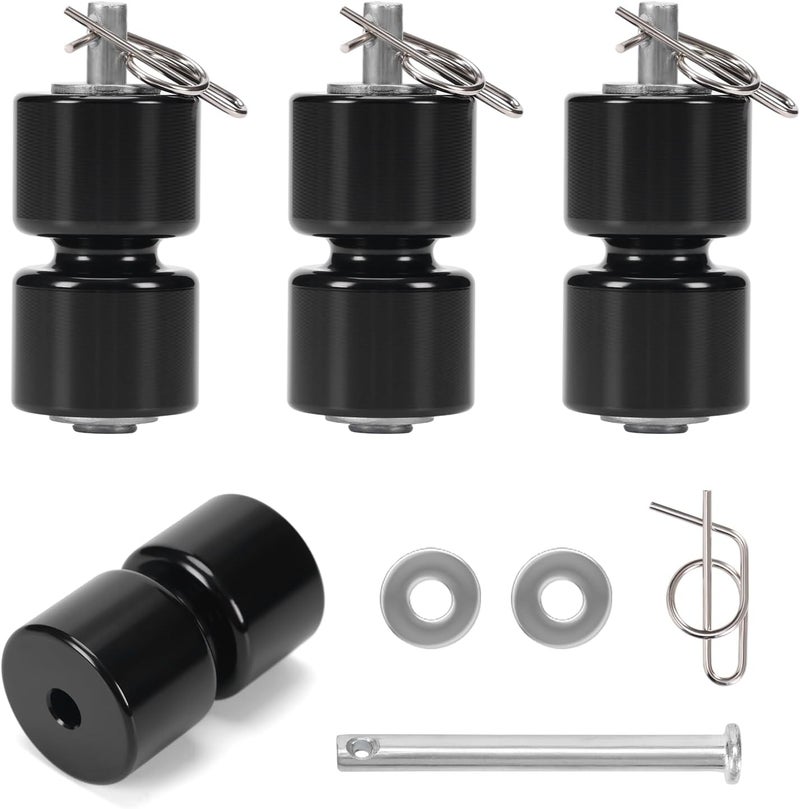 Atesilor 4Pcs Aluminum Alloy Rollers Pins Washers Rings Black with EZ Spring Clips Compatible with Gorilla Lift Trailer Gate Assist,Compatible with Trailer Tailgate Lift Assist Rollers Kit - Image 1